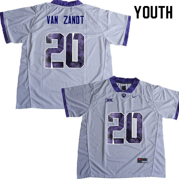 Youth #20 La Kendrick Van Zandt TCU Horned Frogs College Football Jerseys Sale-White